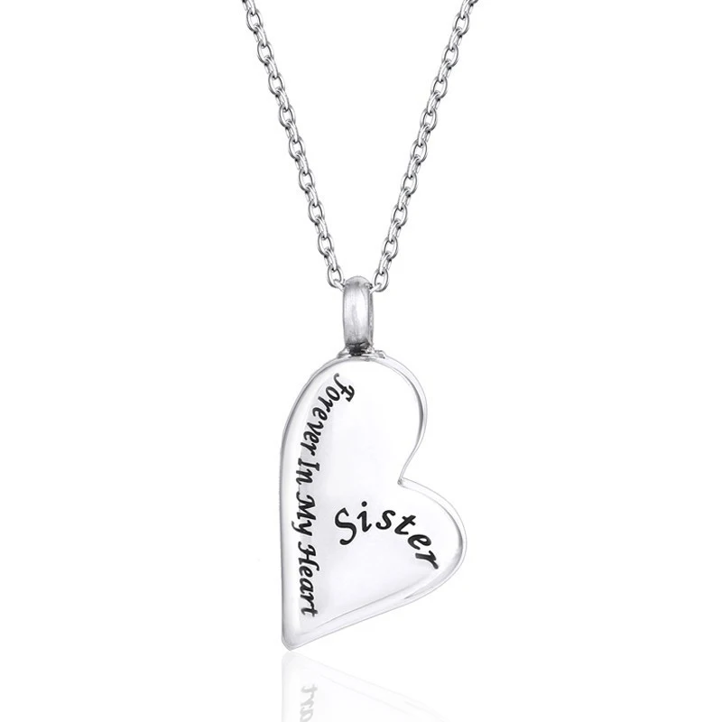 Ожерелье с наполнителем RIR Sister Forever In My сердечко Кремация Jewelry памятный сувенир