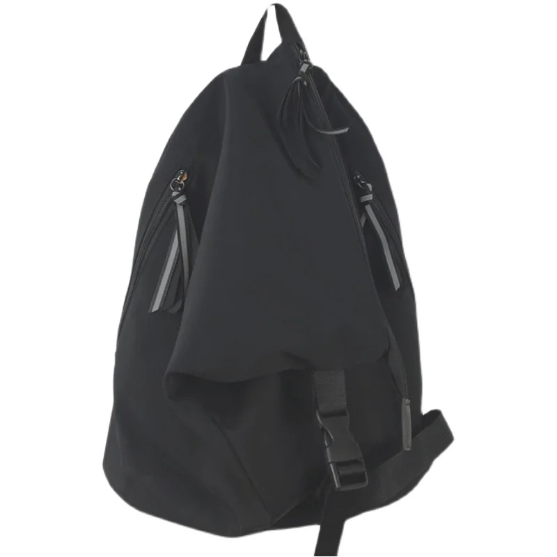 

Hong Kong Style Personality Couple Backpack Trendy Schoolbag Female College Students Korean Solid Color Backpack Large Capacity