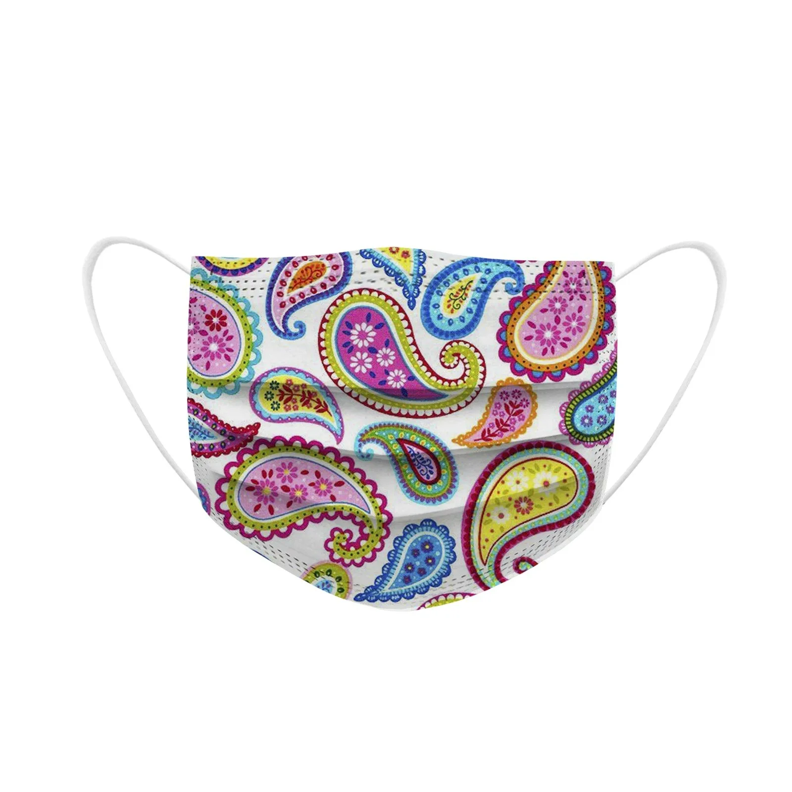 

10pcs Adult's Mask Paisley Print Disposable Face Mask Maske 3ply Ear Loop Protective Masks Mascarillas Mascarilla Breathable
