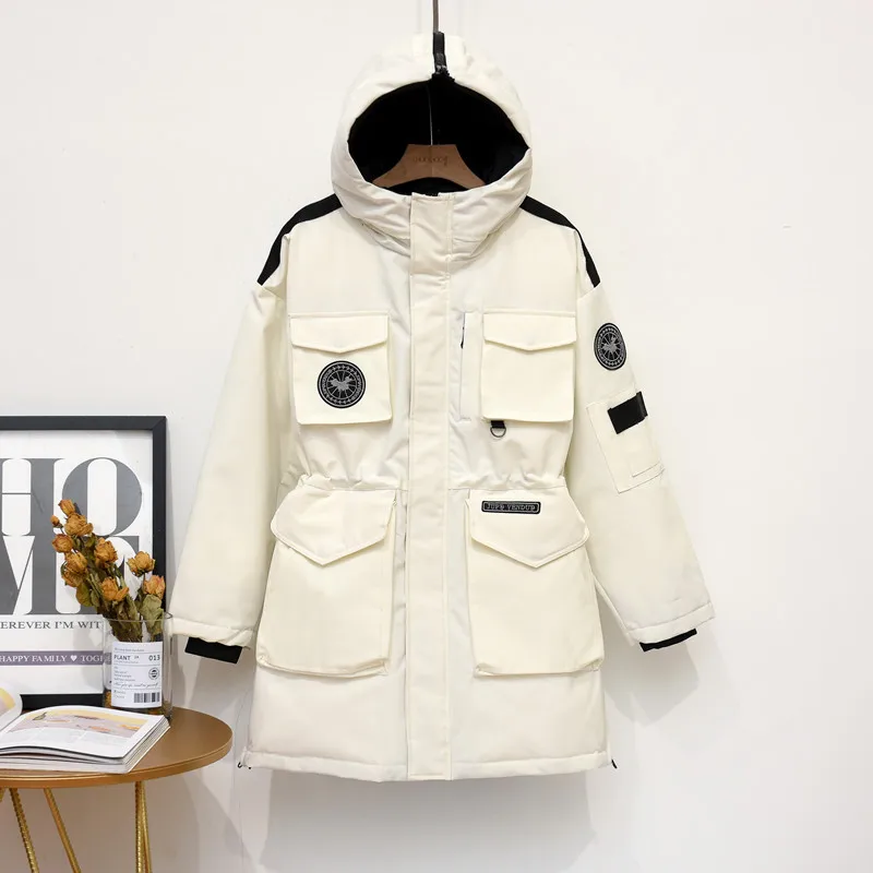 Женская пуховая одежда Новинка 2019 года средняя длина взрывная пара форменная