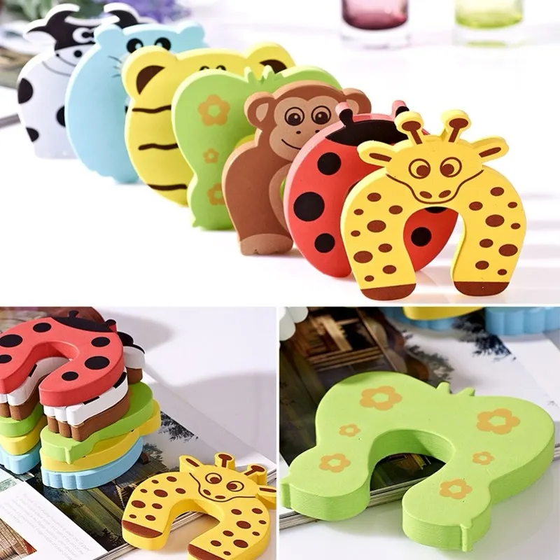 Topes de puerta de seguridad para ni&ntilde;os y beb&eacute;s, protecci&oacute;n para los dedos, prevenci&oacute;n de ruido, antipellizco, Color aleatorio-1