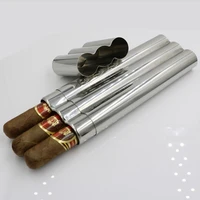 high quality 304 stainless steel three cigar tube box cigar case humidor cigarette case accessories