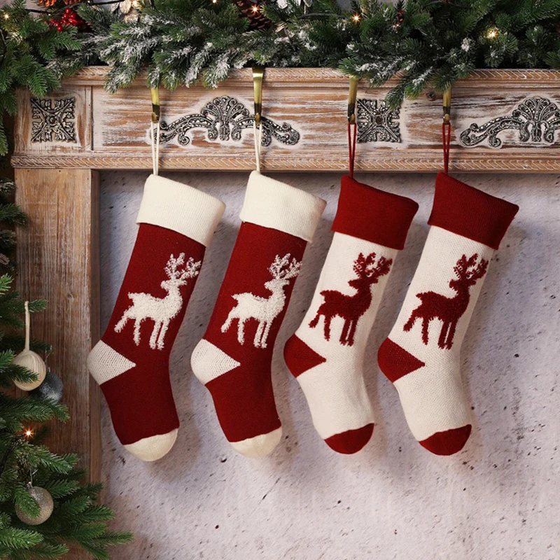 

Рождественское украшение для дома, вязаные раньше, рождественские чулки для семейных праздников, рождественские украшения для вечеринки