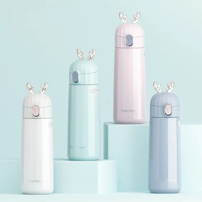 

Modern Bear Deer Insulated Cup Bouncing Lid Cup Stainless Steel Kids Thermos Vacuum Flask Coffee Mug Travel Water Bottle Gifts