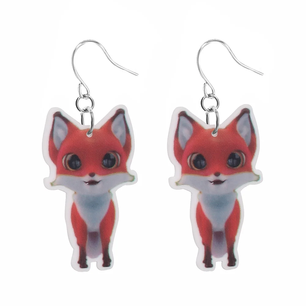PrinSis New Fashion Girls Kids Gift Jewelry Cool Orange Fox Earring Pendant Short Chain Necklace Xma Wholesale KS49 | Украшения и