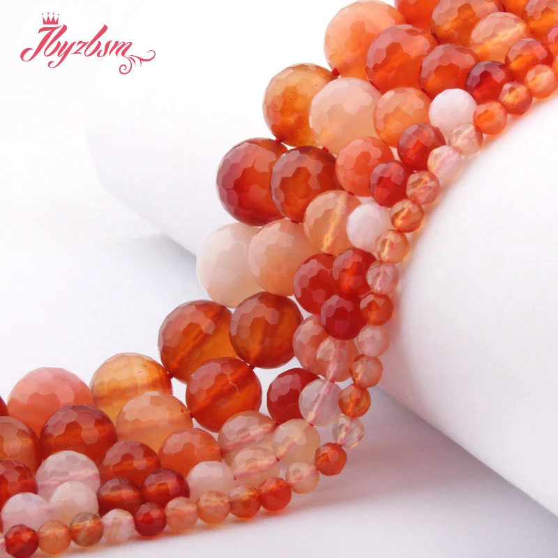 4 6 8 10 12mm Faceted Round Multicolor Carnelian Aagtes Natural Stone LooseBead For DIY Necklace Jewelry Making 15&quotFree Shipping |