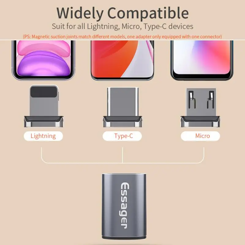 converter charging cable adapter for mobile phone 360 degree rotation magnetic tips replacement parts easy operate durable free global shipping