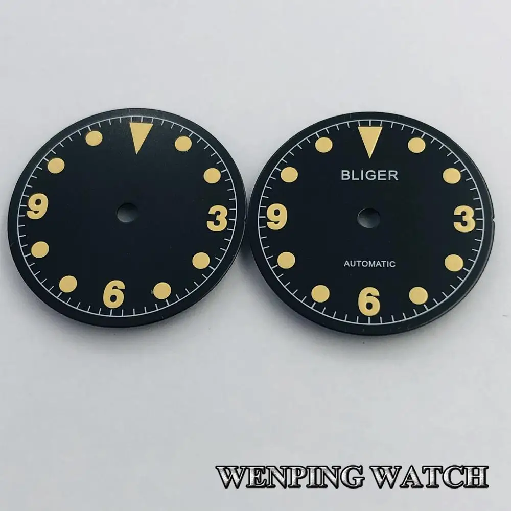 Bliger 28 5 мм стерильный черный циферблат подходит для ETA2836/2824 Mingzhu DG2813/3804 Miyota 8215 82