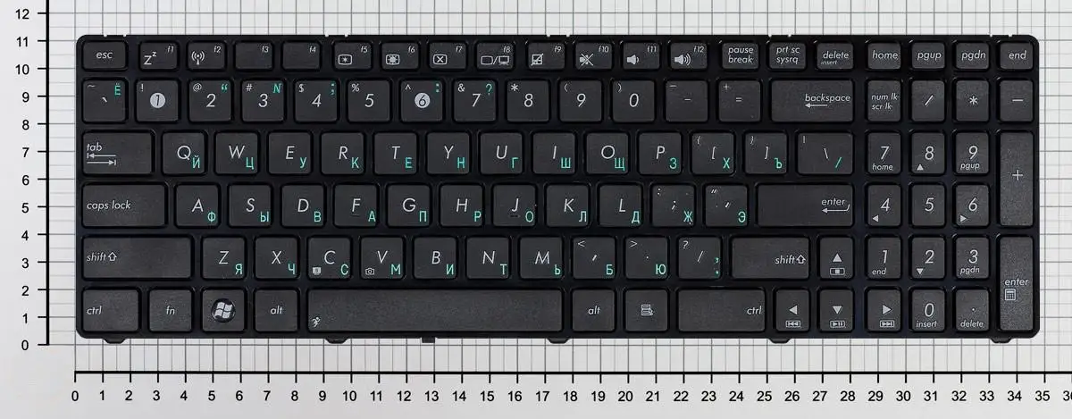 Клавиатура для Asus K50 K51 K60 K62 K61 X5D X50 X51 X70 K70 Русская Черная с рамкой (0KN0-EL1RU01 MP-07G73SU-5283