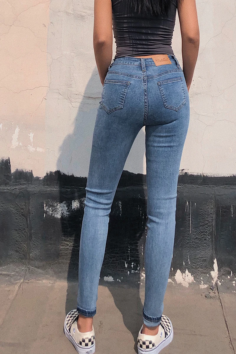 Новинка 2019 модная женская одежда ретро джинсы с высокой талией эластичная сумка