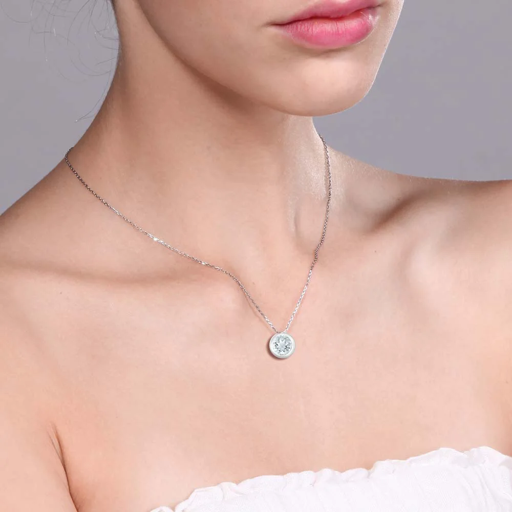 925 пробы серебряные Аквамарин Небесно голубого цвета кулон Цепочки и ожерелья (0 75