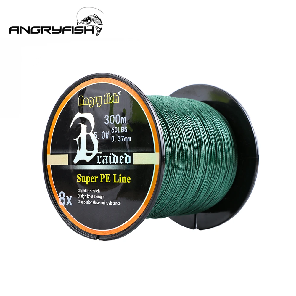 

ANGRYFISH 300 Meters 8/4 Strands PE Braided Wire Multifilament Fishing Line Fishing Wire Carp Fishing Line Tool