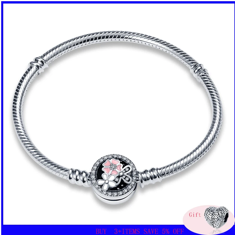 Coдемонки 100% настоящий Серебряный цветок оригинальный браслет подвески с