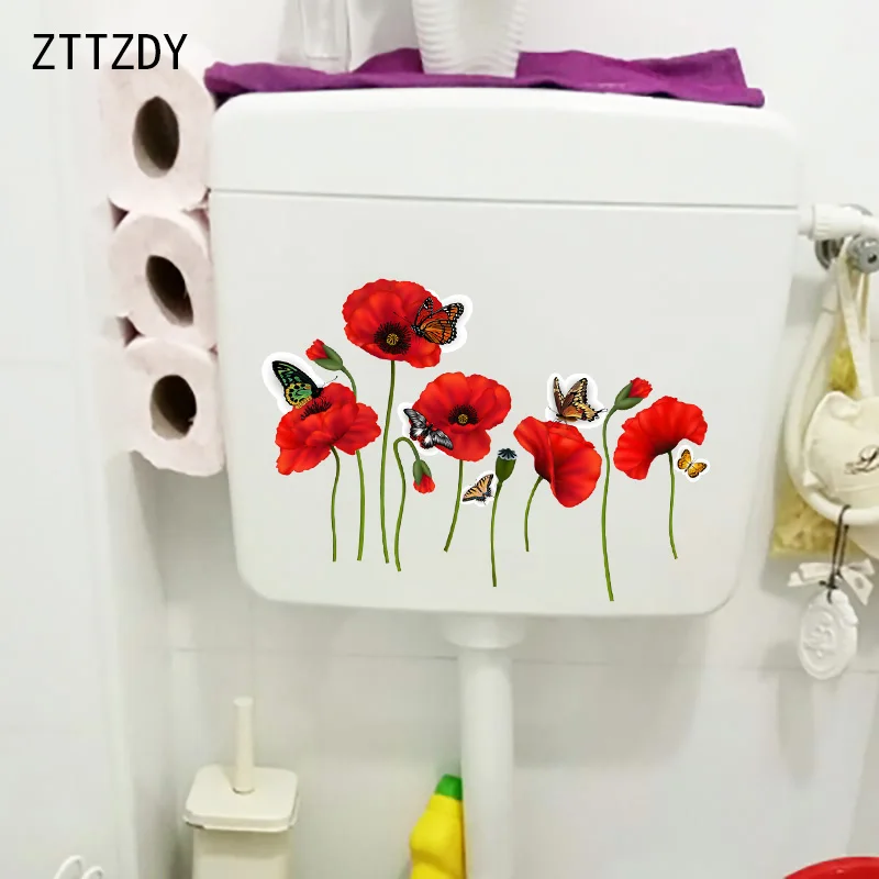 

ZTTZDY 25,8 см × 18 см, Летающие бабочки, домашний декор, наклейки, модные аксессуары для ванной, туалета T2-1019