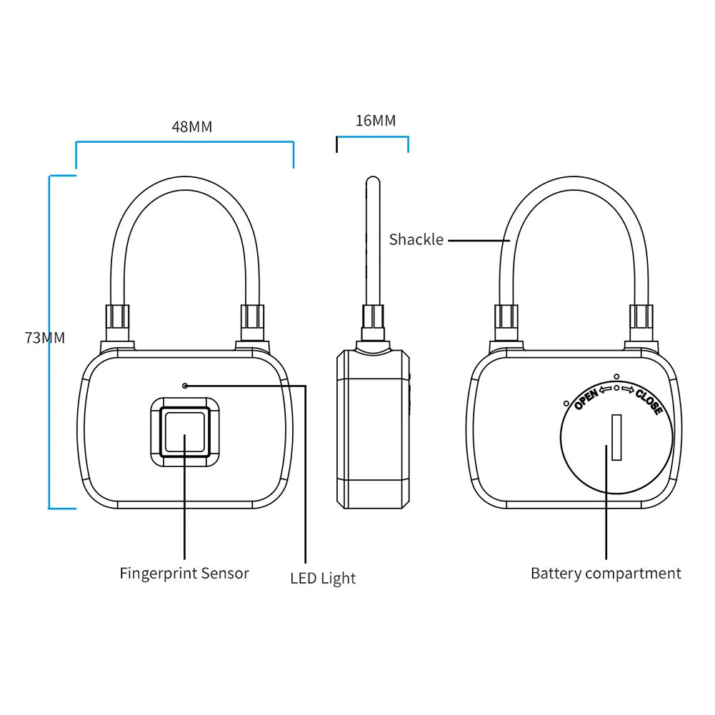 

Smart Fingerprint Padlock Latch Mailbox Paint-free Catch CR2032 Cell Operated Locker for Anytek L13 Door Bag Suitcase