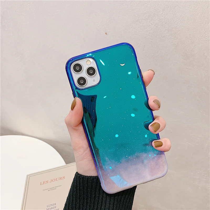 Блестящий лазерный чехол для телефона Iphone 11 Pro Max X Xr Xs 6s 7 8 Plus блестящий зеркальный