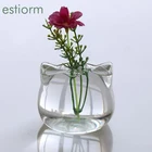 Маленькая стеклянная ваза симпатичная в форме кошки, настольная Маленькая ваза для гидропонных растений, Террариум для растенийконтейнер, цветочный горшок для домашнего декора