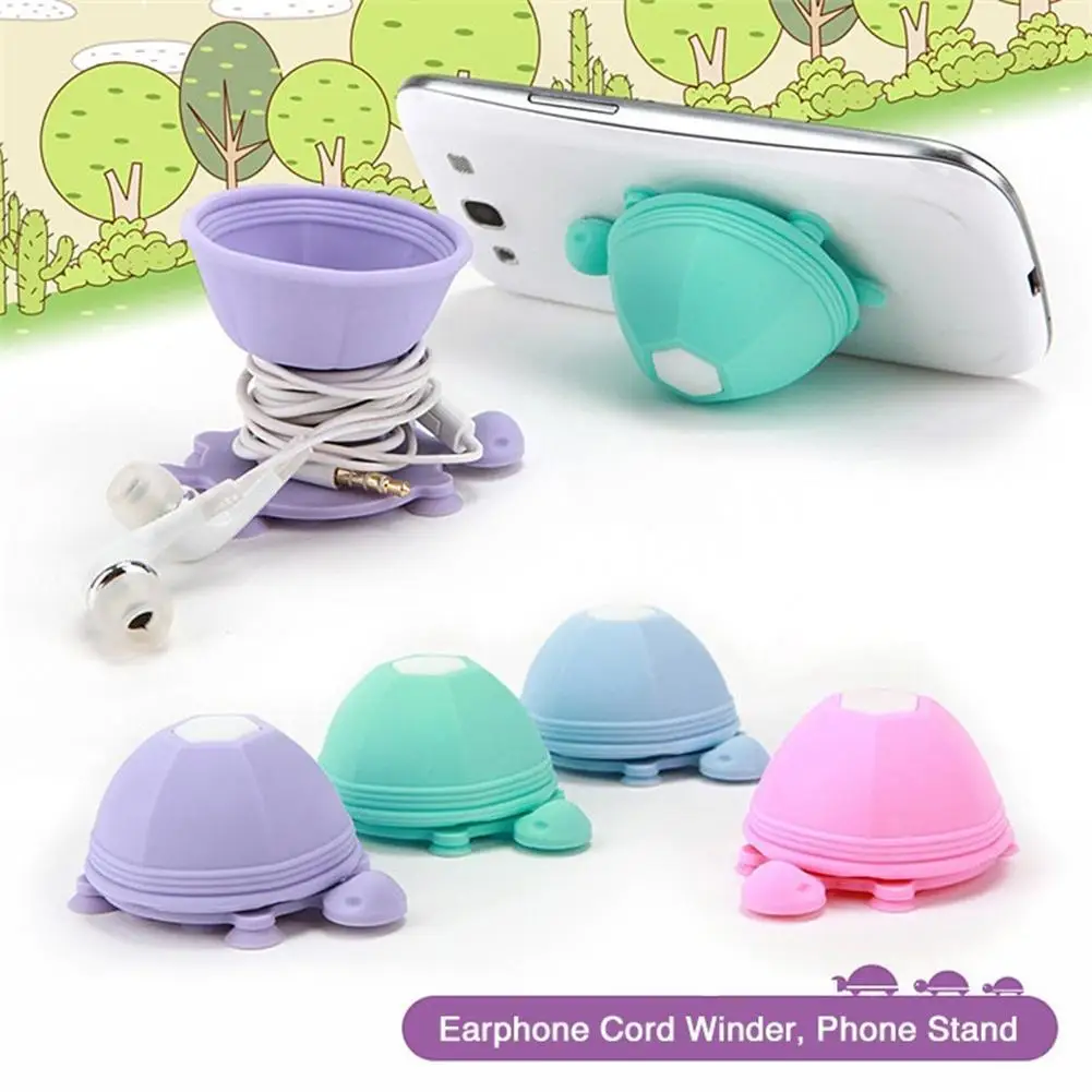

HOT SALES!!! Cute Turtle Desktop Earphone Cable Cord Organizer Wire Winder Phone Stand Holder