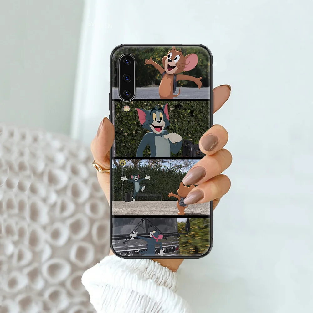 

TOM Cat And Mouse Phone case For Samsung Galaxy A 3 5 7 8 10 20 21 30 40 50 51 70 71 E S 2016 2018 4G black painting Etui tpu