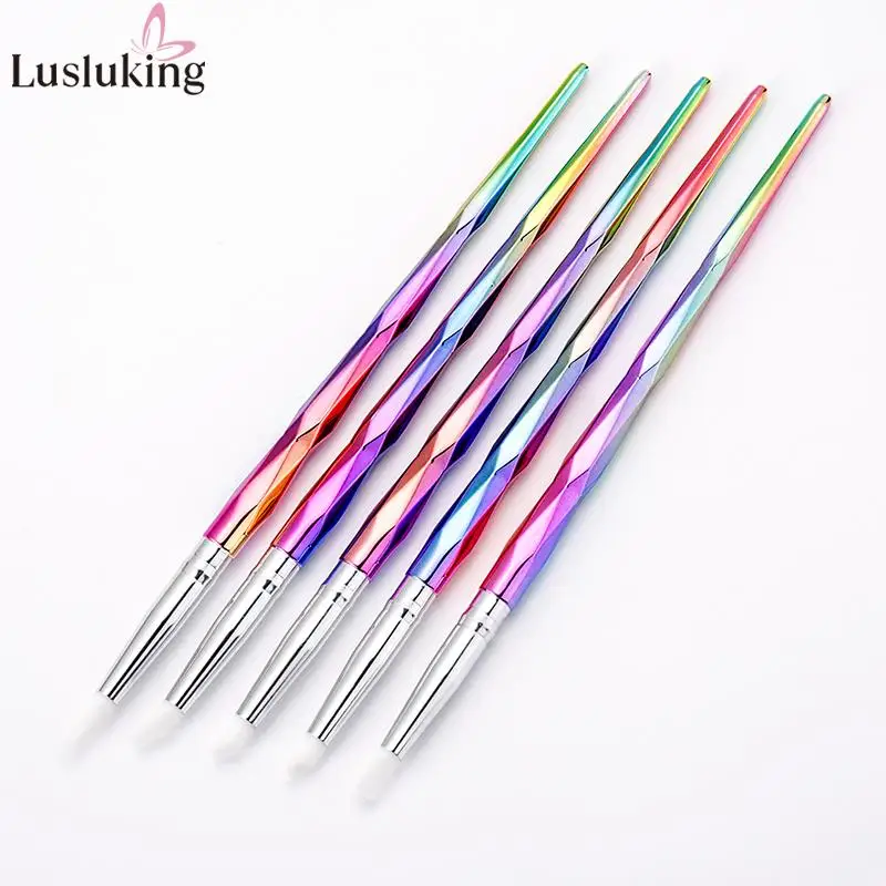 

New 5pcs Nail Art Silicone Brush Carving Emboss Shaping Hollow Sculpture Dotting Pen Manicure Tools DIY Delicate Design Acrylic
