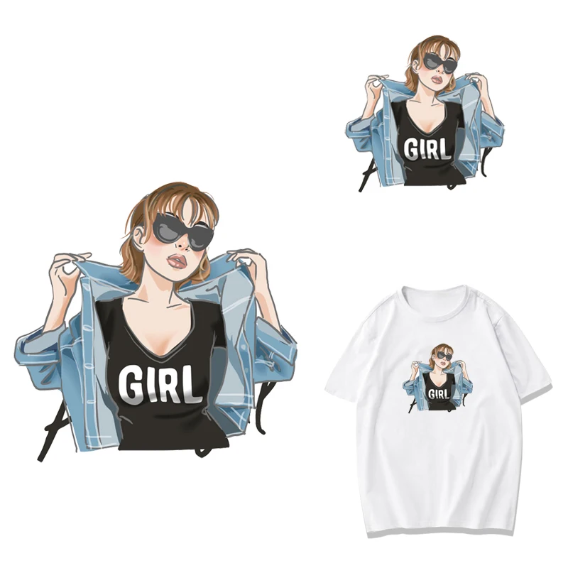 

Iron-on Transfers for Clothing Thermoadhesive Patches on Clothes Girl Stickers DIY Letter Patch Flex Fusible Transfer Stripe W