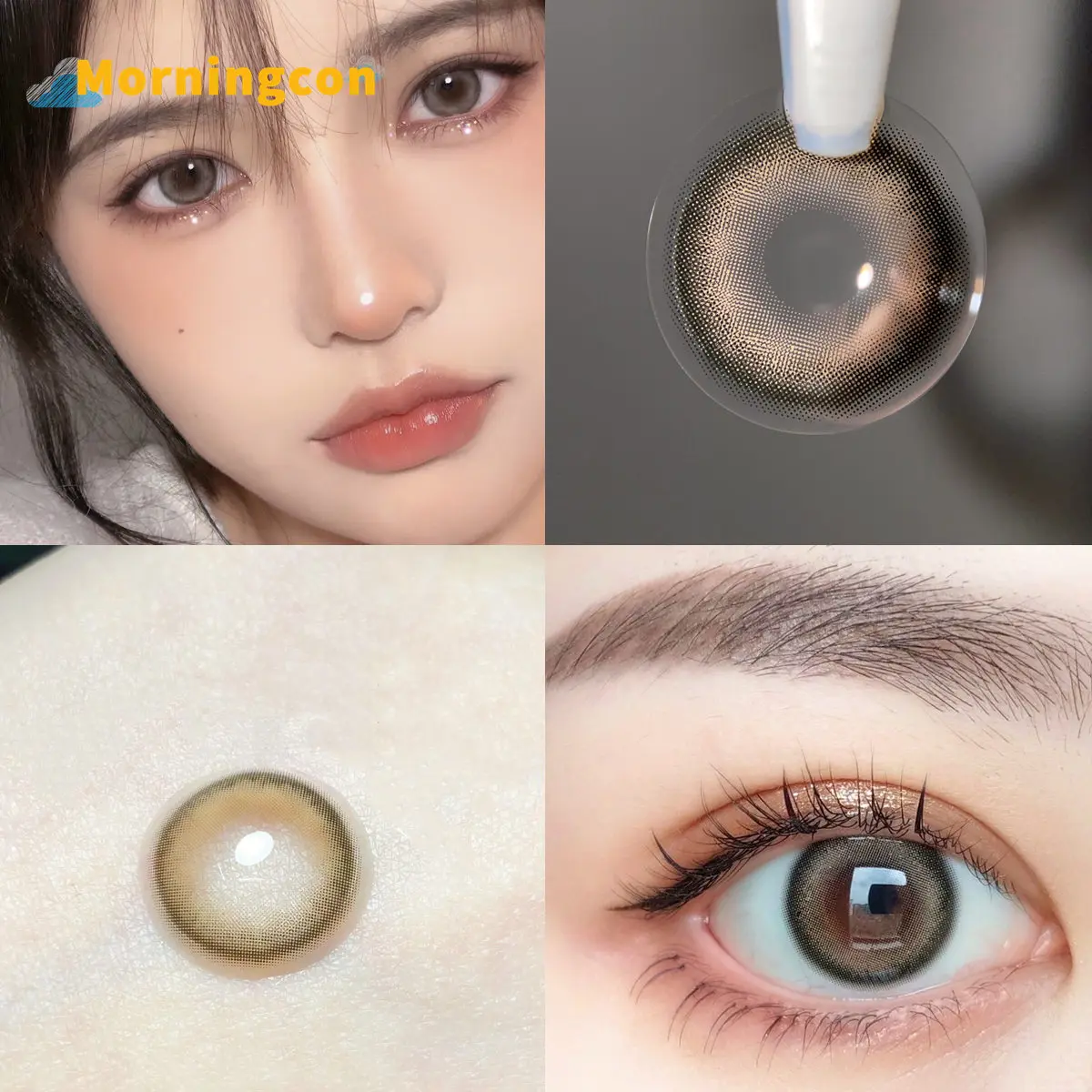 

MORNINGCON Glass Brown Myopia Prescription Soft Colored Contacts Lenses For Eyes Small Beauty Pupil Make Up Natural Yearly