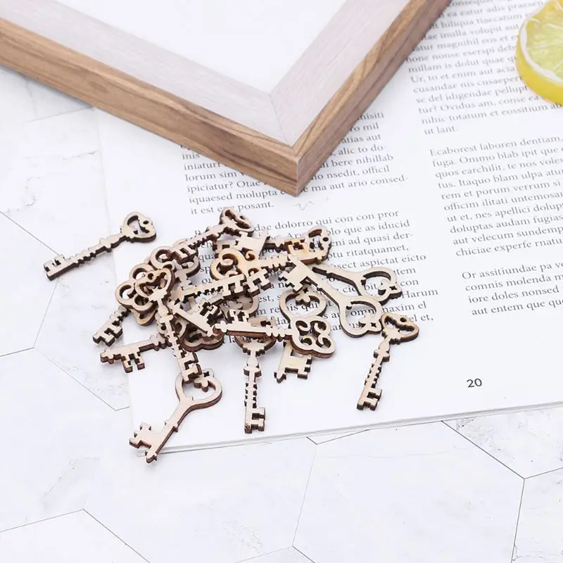 20 шт. Лазерная Резка деревянных ключей украшение деревянная форма Свадебный