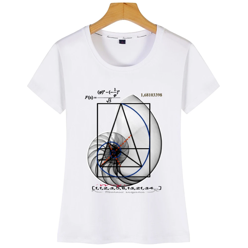Женская футболка с Фибоначчи 3 забавная короткая Harajuku | одежда