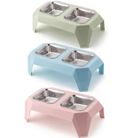 double dog bowl stainless steel feeder puppy feeding food water bowls cat drinking dishes pet tableware supplies for small dogs