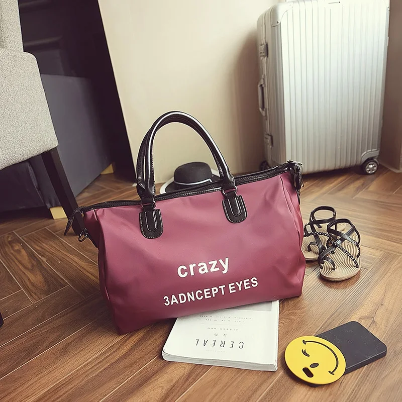 

PUOU Men's Women's Fitness Diagonal Handbag Fashion Letter Oxford Spun Waterproof Couple Travel Bag Large Capacity