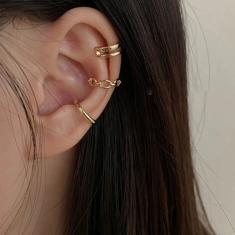 

New Jewelry Punk Non-pierced Chain Geometric Exquisite Ear Clip Set for Women