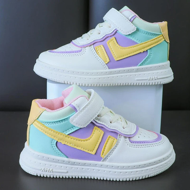

Girls' Boys Sports Sneakers Shoes For Teens Children's School Breathable Casual Korean White High-Top Board Running Shoes New