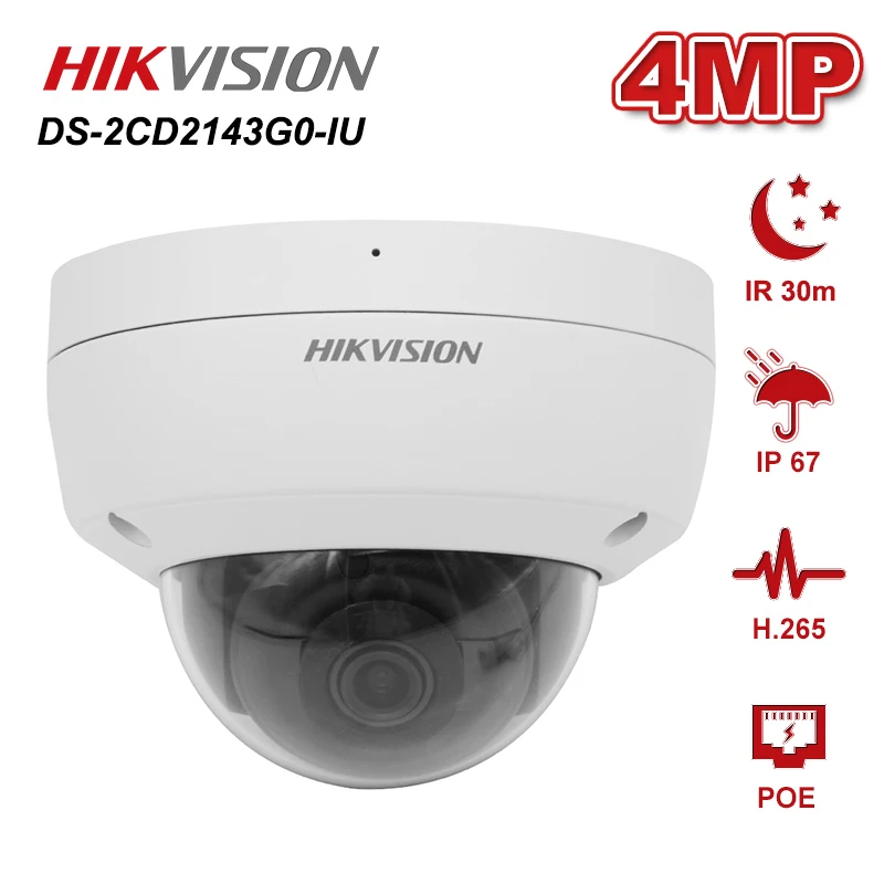 Hikvision 4MP 2 8 мм POE купольные поворотные сетевые видеокамеры IP Камера DS 2CD2143G0 IU