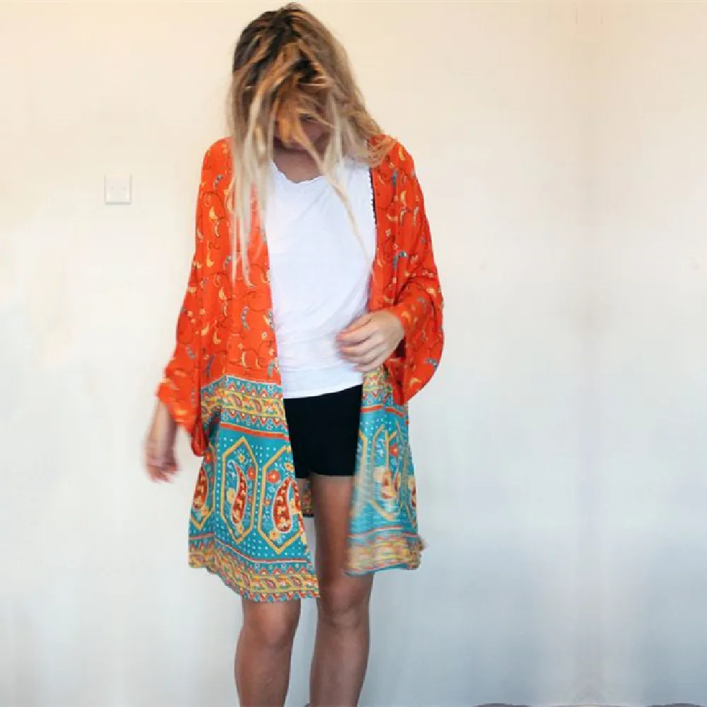 Новое поступление Пляжная накидка шифоновая длинная купальная одежда с принтом