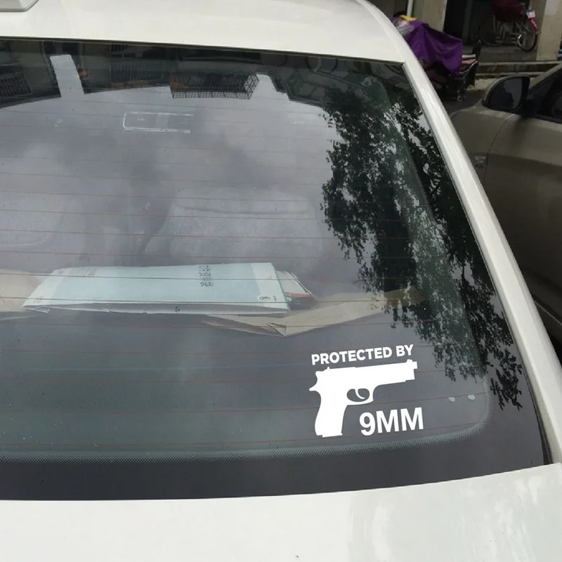 

Protected By The Gun 9MM Bumper Vinyl Car Sticker Firearm Gun Ammo Decor 13x10cm