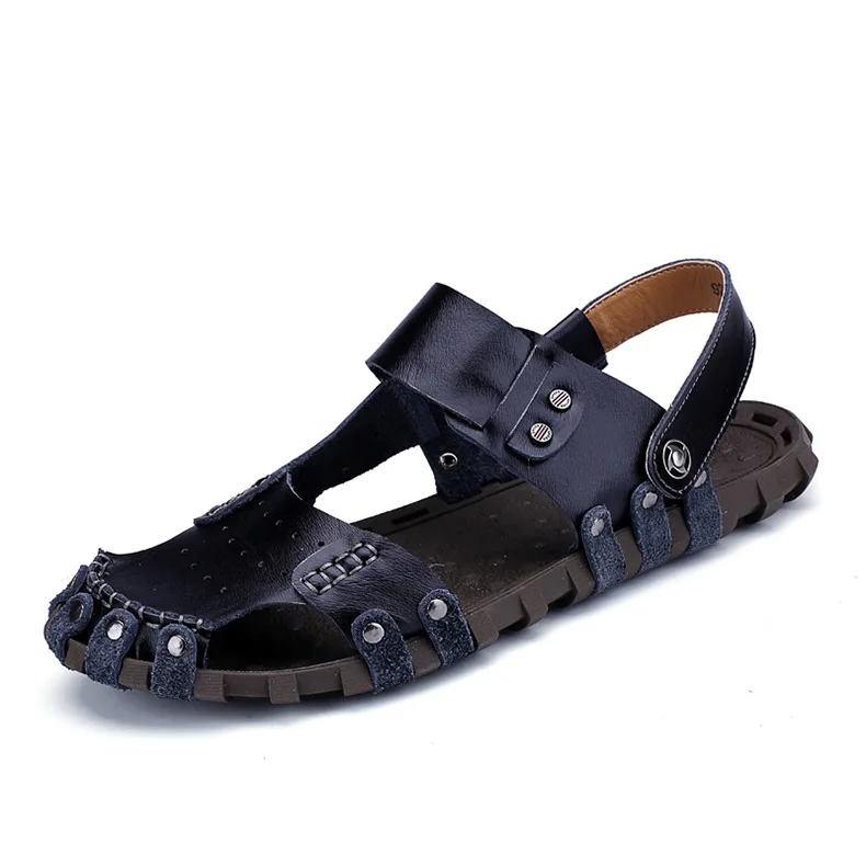 

Genuine Cow Leather Sandals for Men Summer Beach Sandalies Male Fashion Outdoor Casual Non-slip Homme Footwear