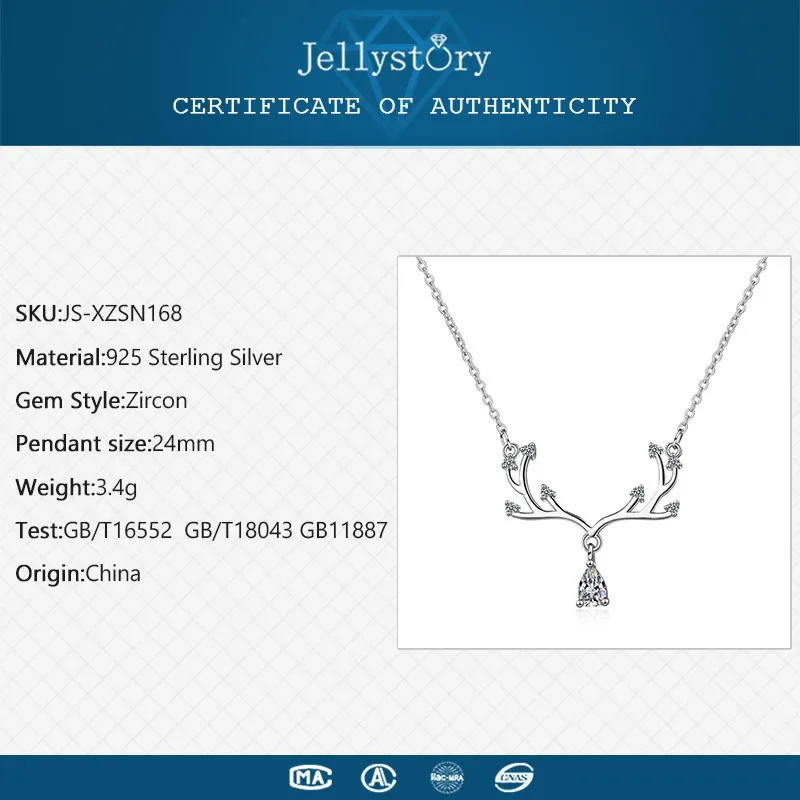 Женское ожерелье из серебра 925 пробы с фианитами в форме оленя|Подвески| |