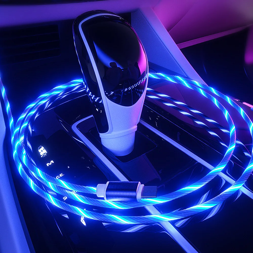 1 м светящийся светодиодный кабель Micro USB Type C магнитное зарядное устройство для
