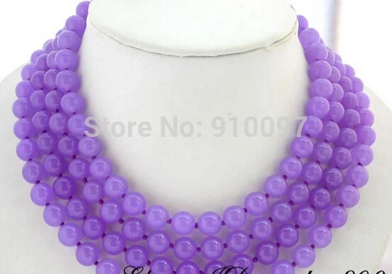 

Long 70" 8mm nature round purple jade violet necklace