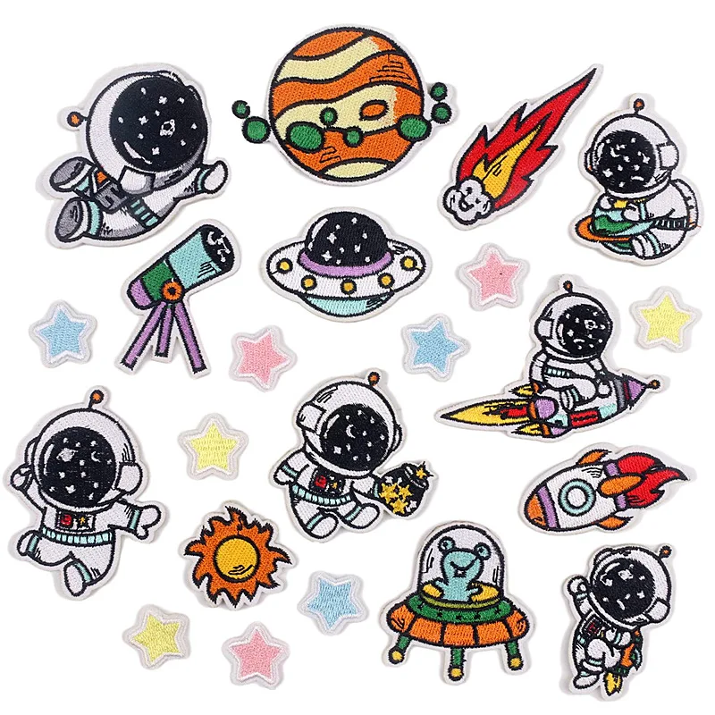 

Star Astronaut Rocket UFO Badge Patch for Clothes Iron Sew On Heat Transfer Stickers