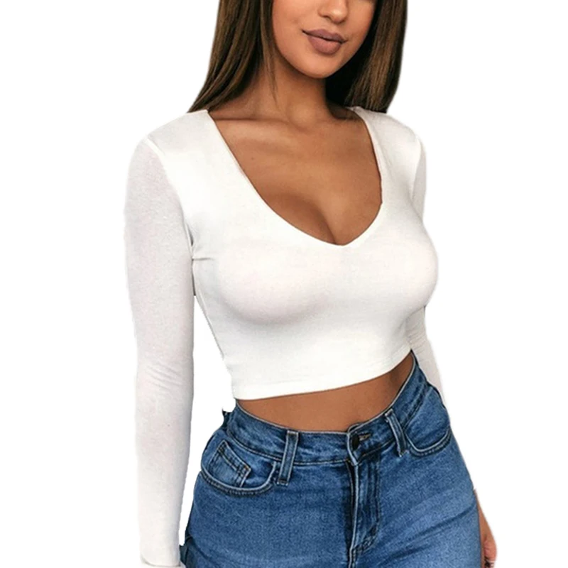 Женский Белый Топ для занятий йогой Майки кроп топы тренировок с длинным рукавом