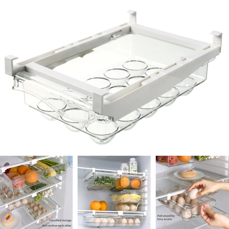 

Бытовая коробка для хранения в холодильнике, креативный ящик для хранения фруктов и овощей, пластиковый поднос для яиц, коробка для хранени...