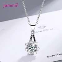 925 sterling silver cute heart flower statement chain necklace for women girls valentines day gift fashion jewelry