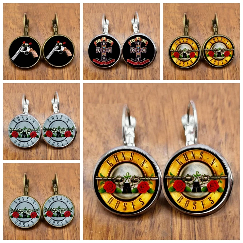 Модные серьги в виде пистолета розы художественное изображение стеклянный купол