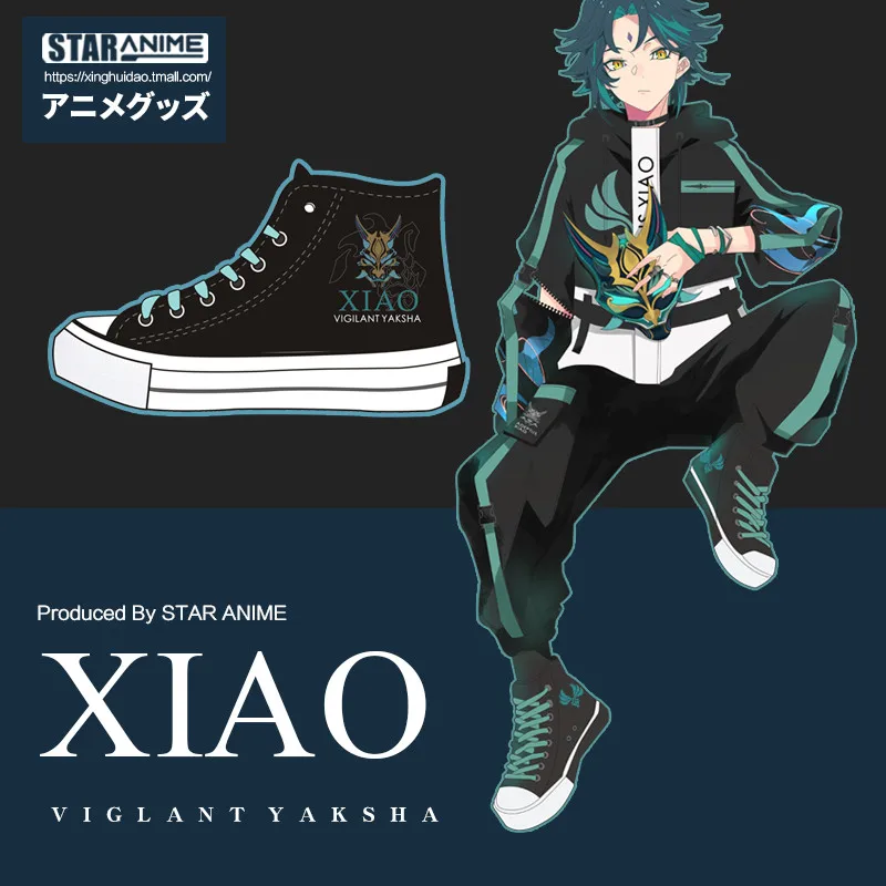 Парусиновая обувь для косплея Game Genshin Impact Xiao 40 см зеленый смешанный парик аниме