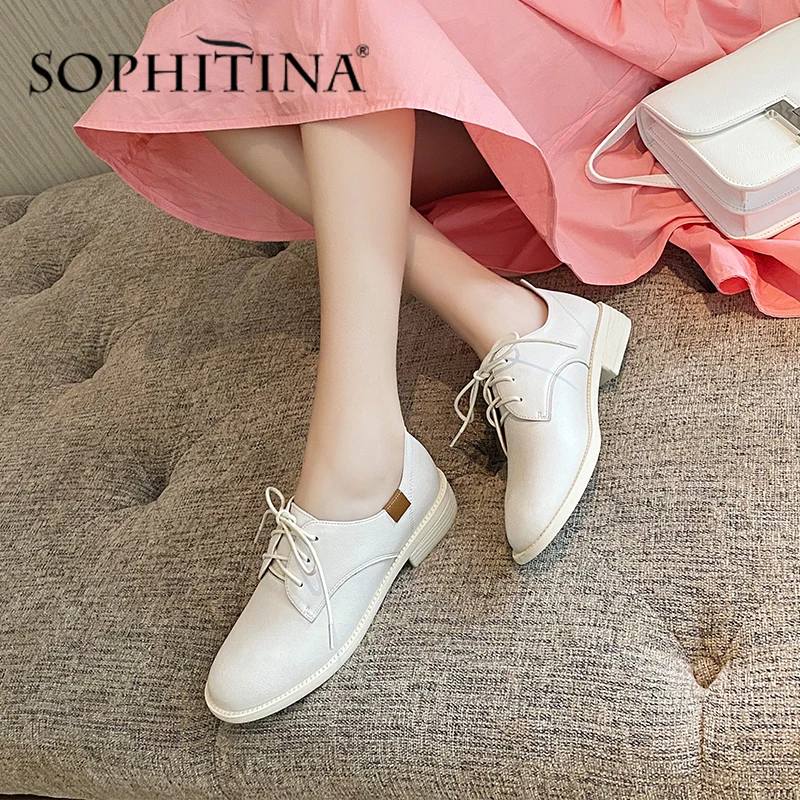 SOPHITINA/Новинка Женская офисная обувь на плоской подошве с круглым носком шнуровке
