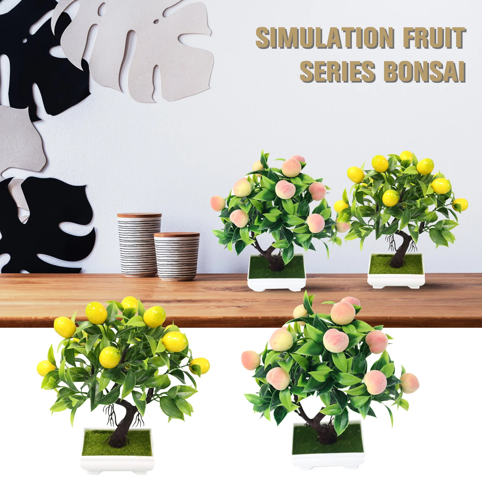 

Bonsai Artificial Plants Bonsai Fake Tree Yellow Foam Fruit Potted For Home Decoration Accessories Wedding Home Decor