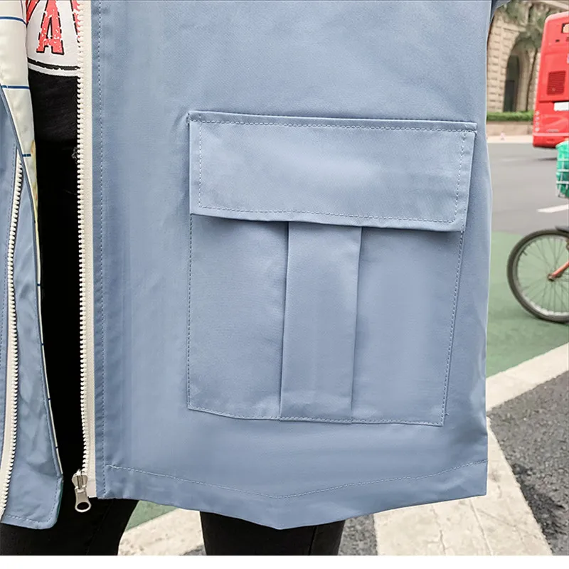 

New Autumn Women Coats Baseball Uniform Casual Hooded Plaid Printed Two Sides Wearing Jackets Female Zippers Casual Streetwear