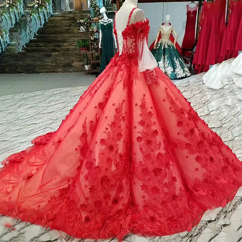 LS451212 best seller ball gown plus size evening dresses spaghetti strap long sleeves brides wedding party dress free shipping | Свадьбы и