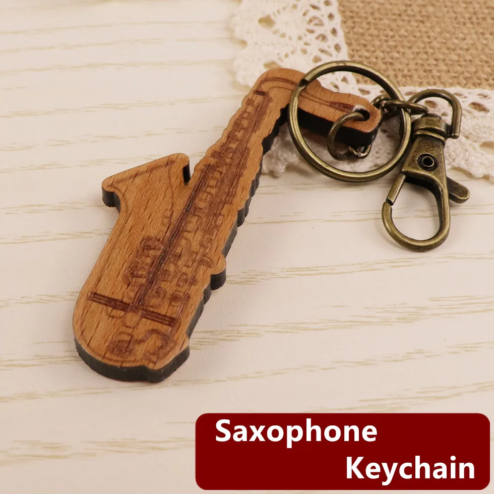 Брелок для ключей с подвеской в виде скрипки пианино гитары гучжэн деревянный